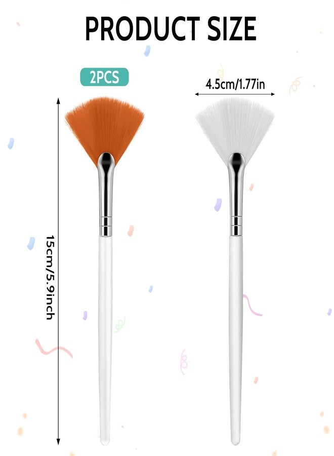 Aeaocvo 2 Pcs Fan Makeup Brush, Fan Brushes Esthetician Facial Mask Brush, Highlighter Brush Makeup Face Mask Applicator, Face Mask Brush for Women Girls - Image 2